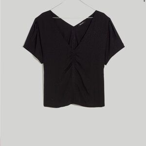 Madewell Black Puff Sleeve Floral Jacquard Black size12